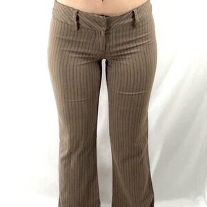 Vintage Y2K Low Rise Pinstripe Pants S Indie 2000s Office Trousers Bootcut Flare